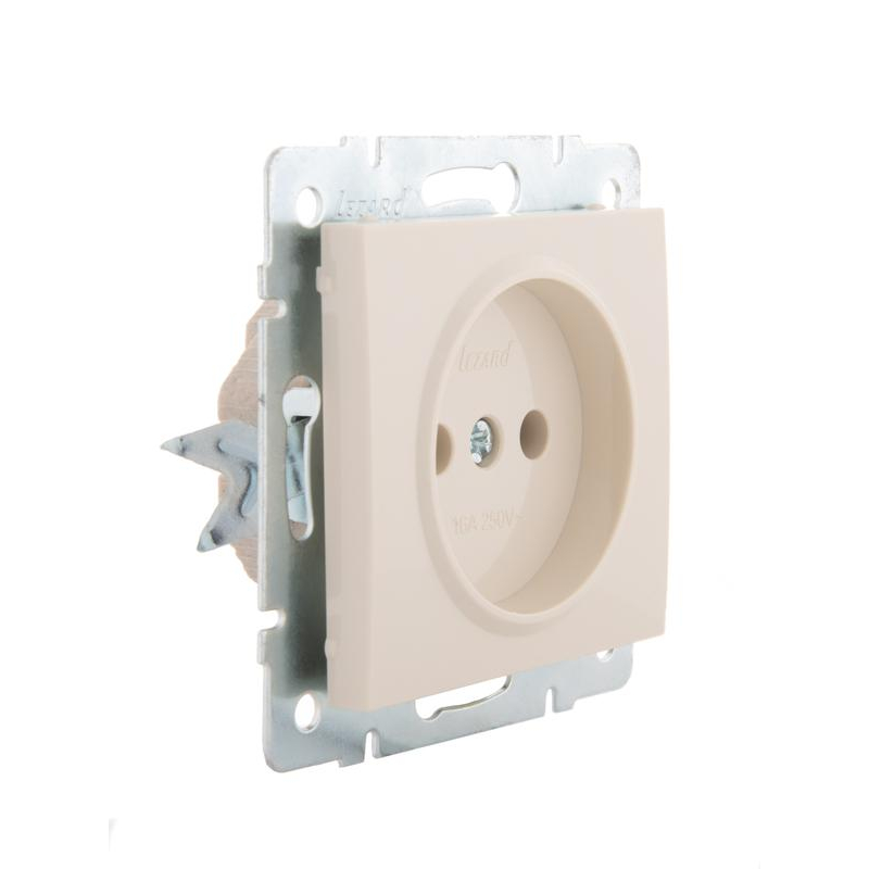 Механизм розетки 1-м СП Рейн 16А IP20 без заземл. керамика крем. LEZARD 703-0388-121
