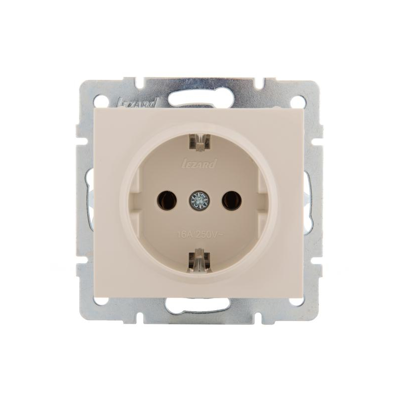 Механизм розетки 1-м СП Рейн 16А IP20 с заземл. керамика крем. LEZARD 703-0388-122