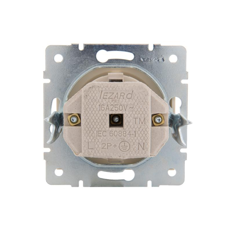 Механизм розетки 1-м СП Рейн 16А IP20 с заземл. керамика крем. LEZARD 703-0388-122