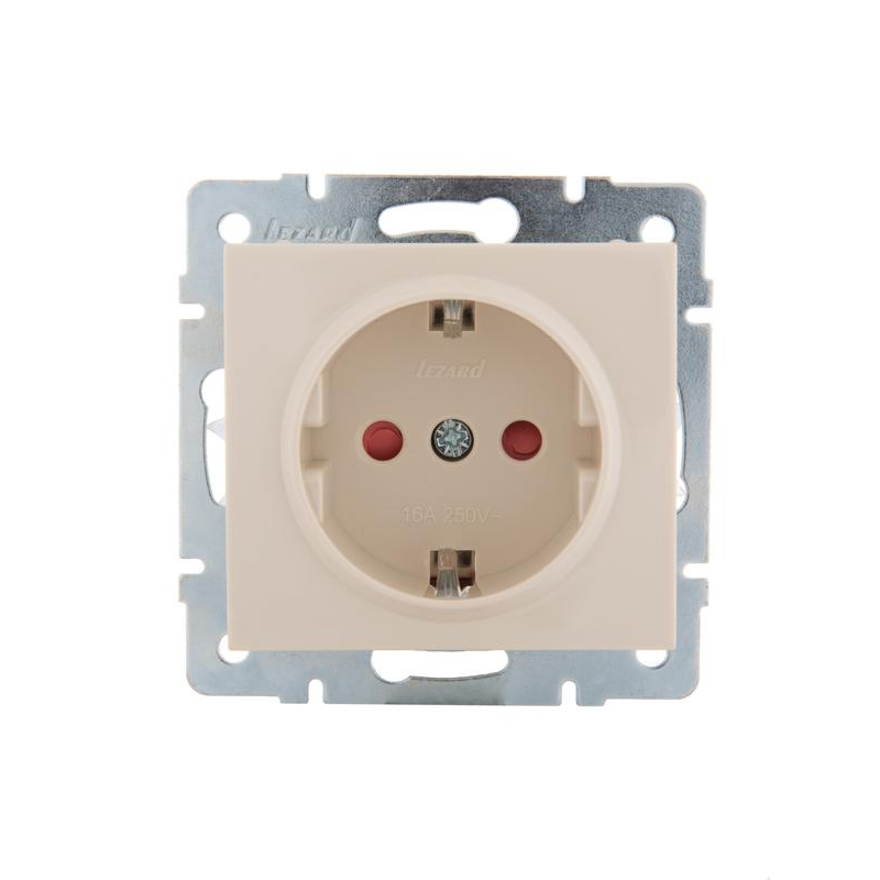Механизм розетки 1-м Рейн защ. шторки керамика крем. LEZARD 703-0388-124