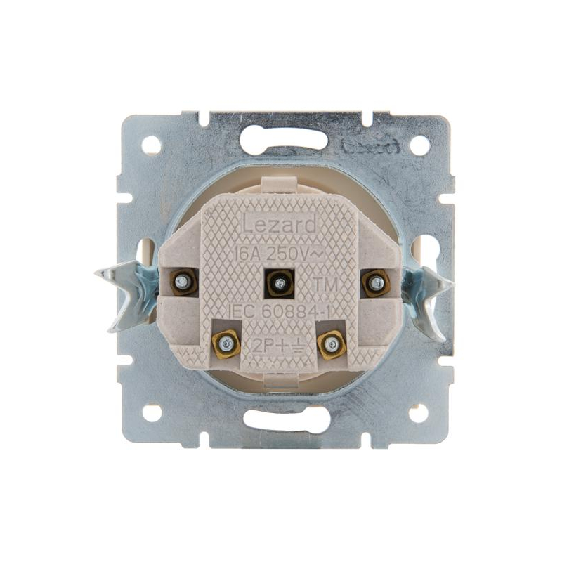 Механизм розетки 1-м Рейн защ. шторки керамика крем. LEZARD 703-0388-124