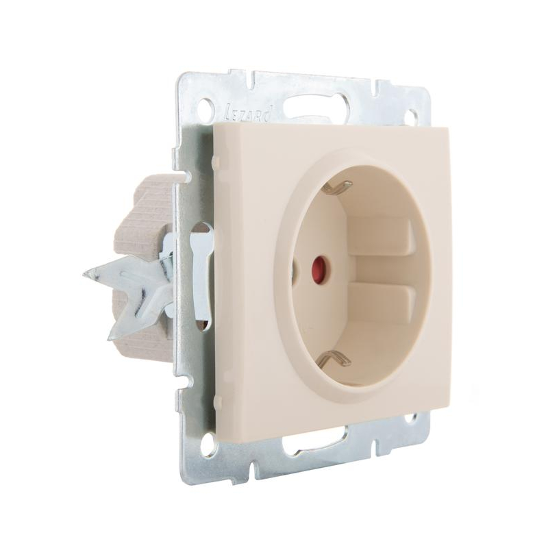 Механизм розетки 1-м Рейн защ. шторки керамика крем. LEZARD 703-0388-124