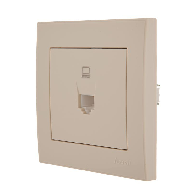 Механизм розетки компьютерной RJ45 СП Рейн 16А IP20 крем. LEZARD 703-0388-139