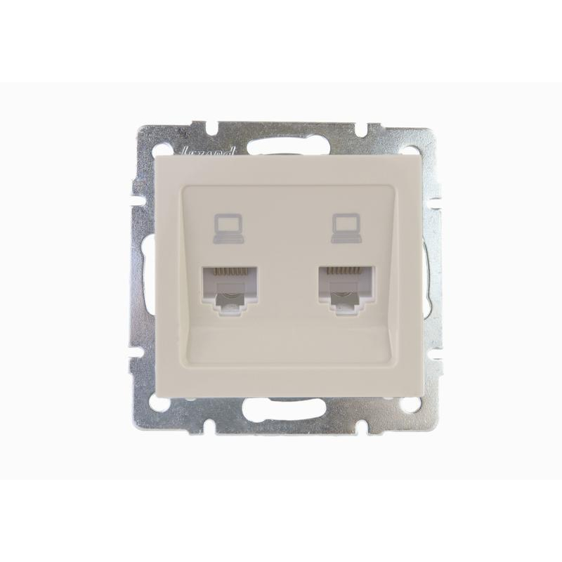 Механизм розетки компьютерной RJ45 2-м Рейн крем. LEZARD 703-0388-141