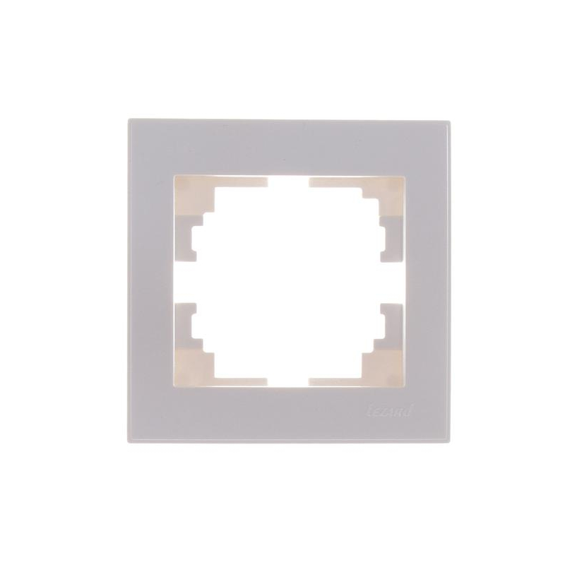 Рамка 1-м Рейн горизонт. с боковой вставкой жемчуж./бел. метал. LEZARD 703-3030-146