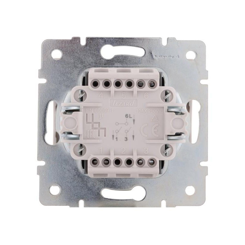 Механизм выключателя 2-кл. СП Рейн IP20 жемчуж./бел. перламутр. LEZARD 703-3088-101