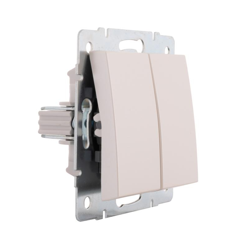 Механизм выключателя 2-кл. СП Рейн IP20 жемчуж./бел. перламутр. LEZARD 703-3088-101