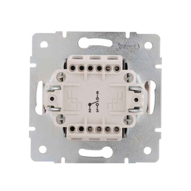 Механизм выключателя проходного 1-кл. СП Рейн IP20 жемчуж./бел. перламутр. LEZARD 703-3088-105