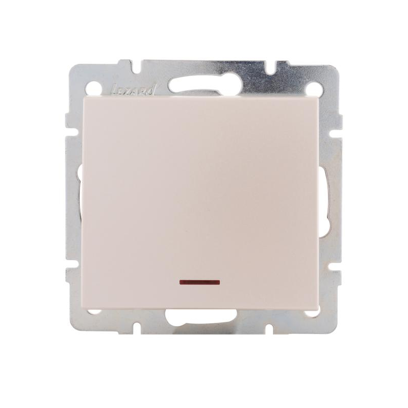 Механизм выключателя 1-кл. СП Рейн IP20 с подсветкой жемчуж./бел. перламутр. LEZARD 703-3088-111