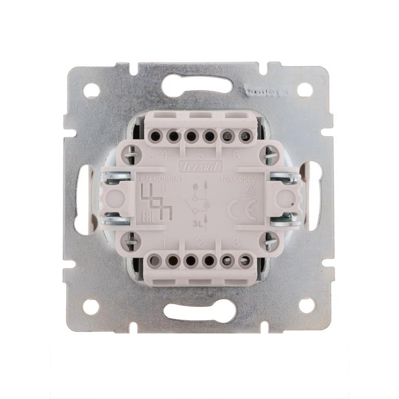 Механизм выключателя 1-кл. СП Рейн IP20 с подсветкой жемчуж./бел. перламутр. LEZARD 703-3088-111