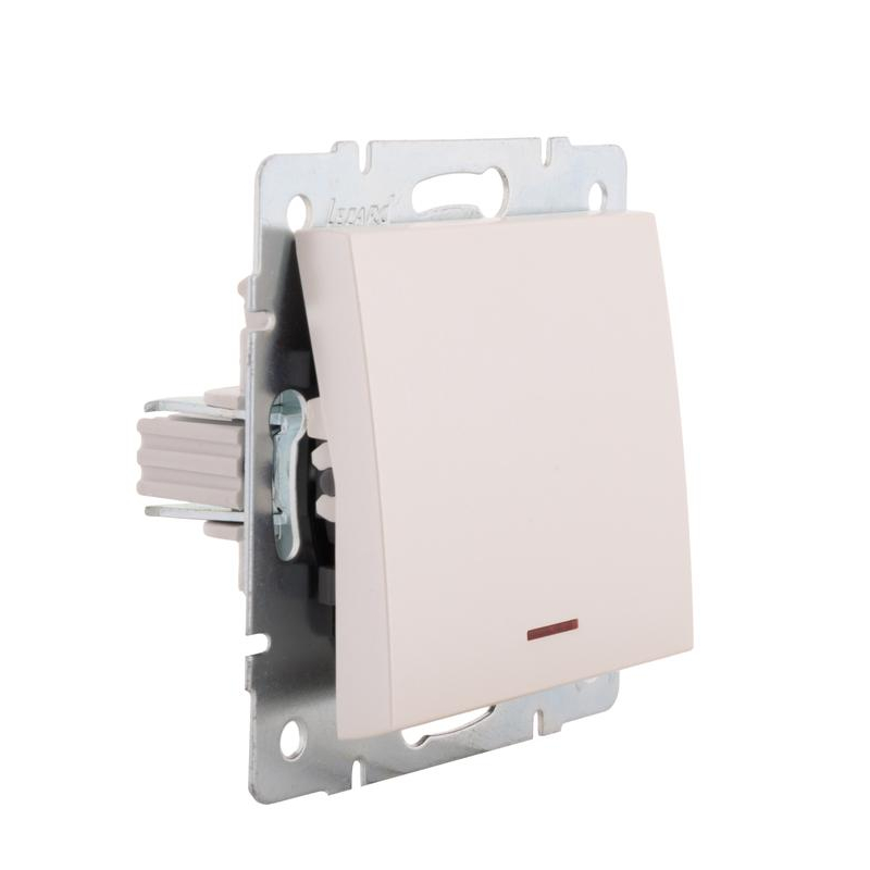 Механизм выключателя 1-кл. СП Рейн IP20 с подсветкой жемчуж./бел. перламутр. LEZARD 703-3088-111