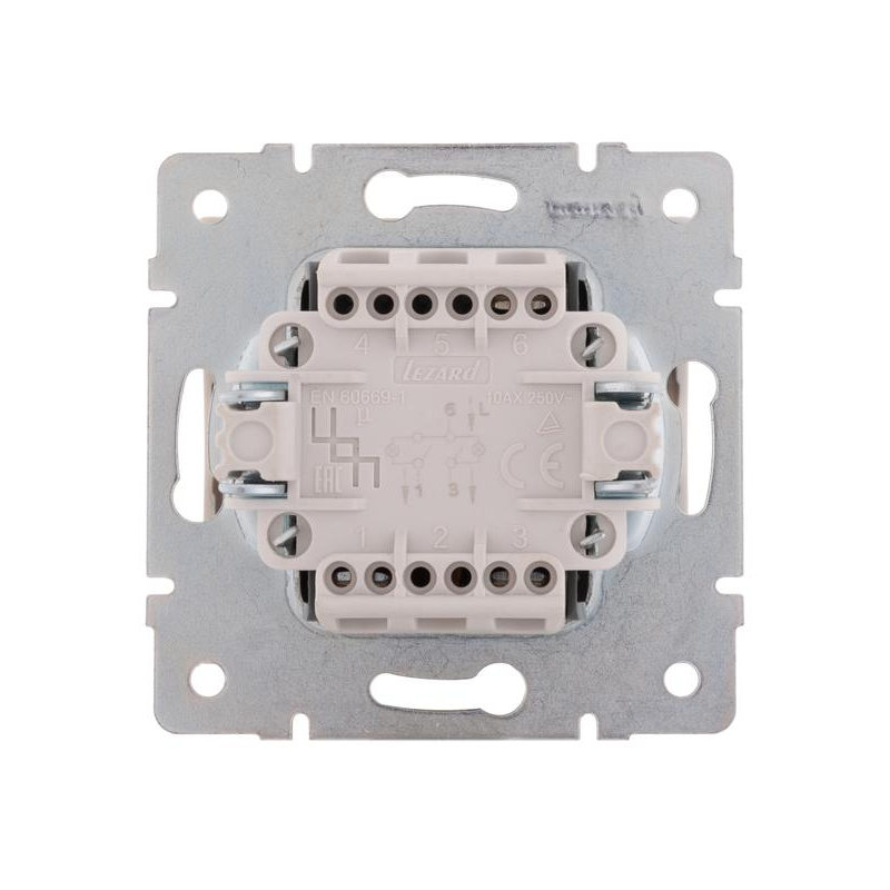 Механизм выключателя 2-кл. СП Рейн IP20 с подсветкой жемчуж./бел. перламутр. LEZARD 703-3088-112