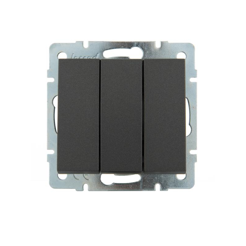 Механизм выключателя 3-кл. Рейн матов. черн. графит LEZARD 703-4188-109