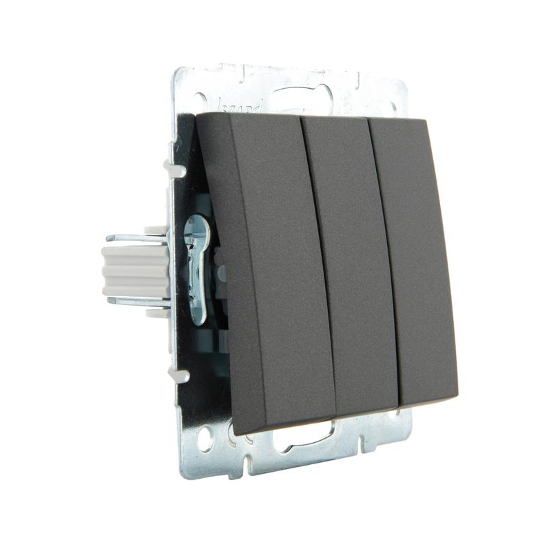 Механизм выключателя 3-кл. Рейн матов. черн. графит LEZARD 703-4188-109