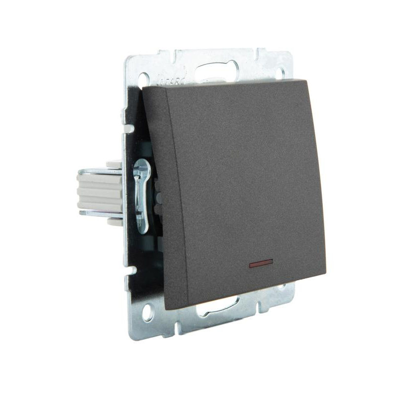 Механизм выключателя 1-кл. Рейн с подсветкой матов. черн. графит LEZARD 703-4188-111