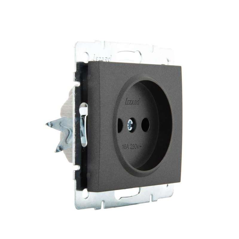 Механизм розетки 1-м Рейн без заземл. керамика матов. черн. графит LEZARD 703-4188-121