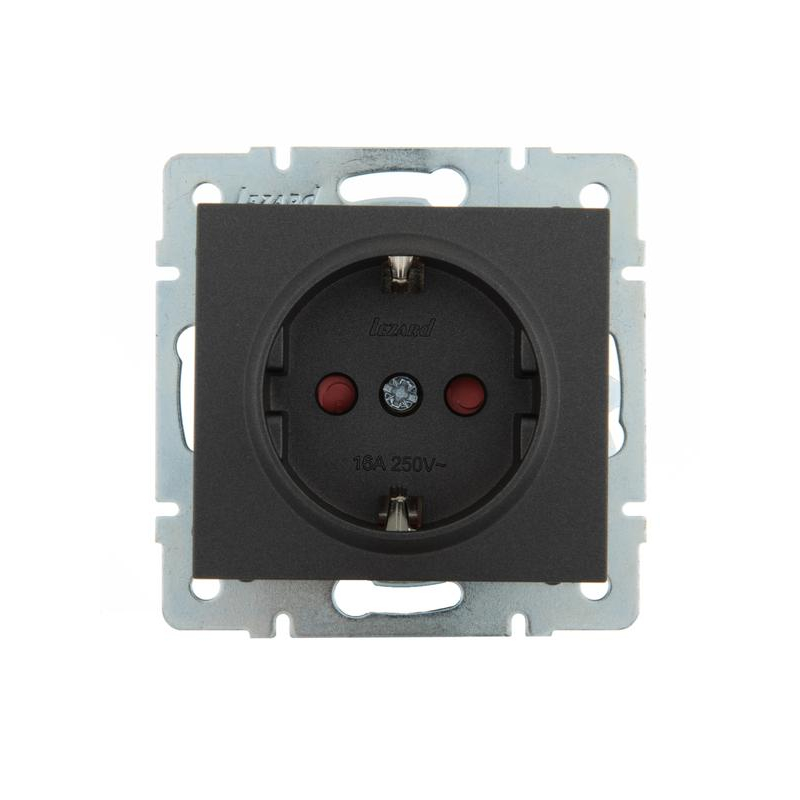 Механизм розетки 1-м Рейн защ. шторки керамика матов. черн. графит LEZARD 703-4188-124