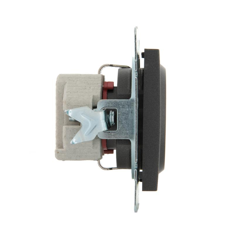 Механизм розетки 1-м Рейн защ. шторки керамика матов. черн. графит LEZARD 703-4188-124