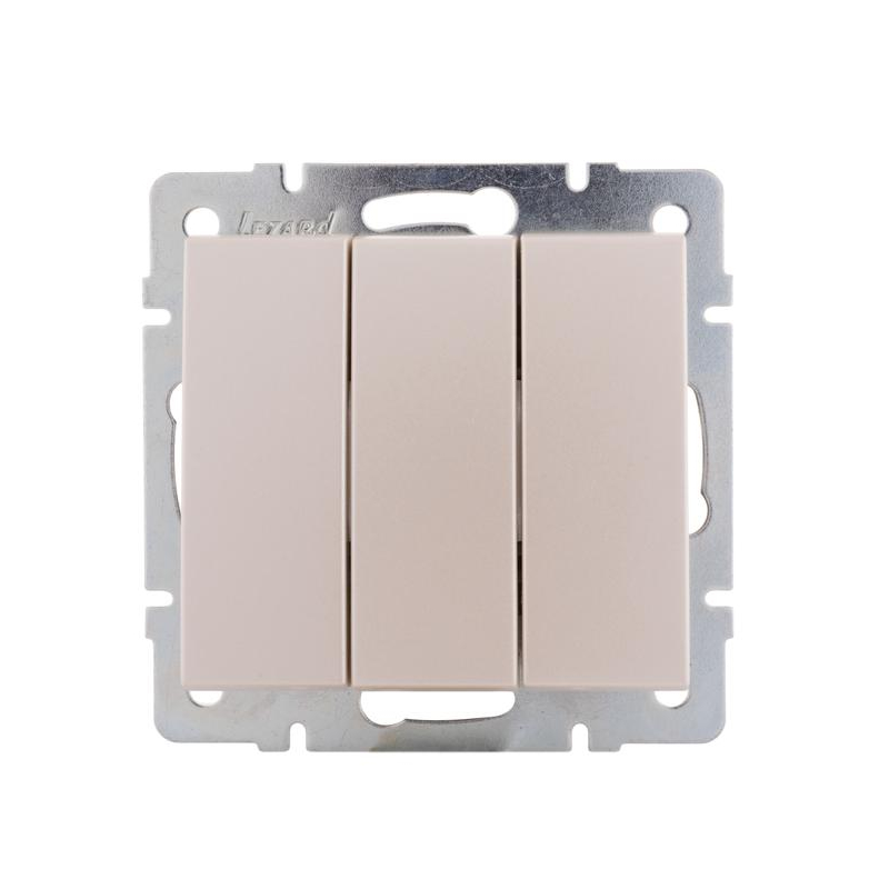 Механизм выключателя 3-кл. СП Рейн IP20 жемчуж./бел. перламутр. LEZARD 703-3088-109