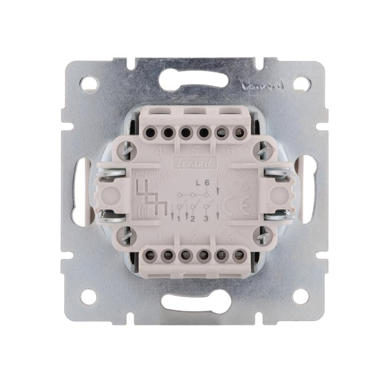 Механизм выключателя 3-кл. СП Рейн IP20 жемчуж./бел. перламутр. LEZARD 703-3088-109