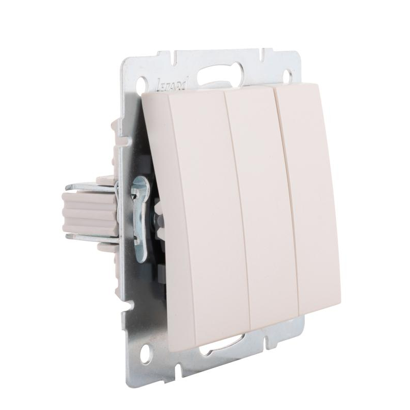 Механизм выключателя 3-кл. СП Рейн IP20 жемчуж./бел. перламутр. LEZARD 703-3088-109