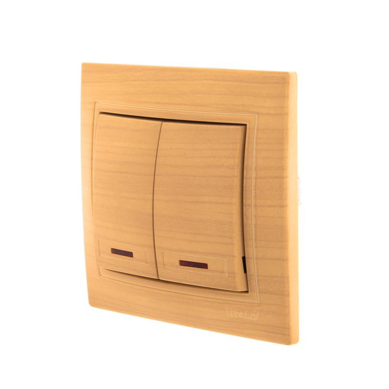 Выключатель 2-кл. Мира с подсветкой ясень LEZARD 701-4747-112