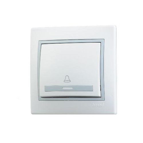 Кнопка звонка Мира бел. с сер. вставкой LEZARD 701-0215-103