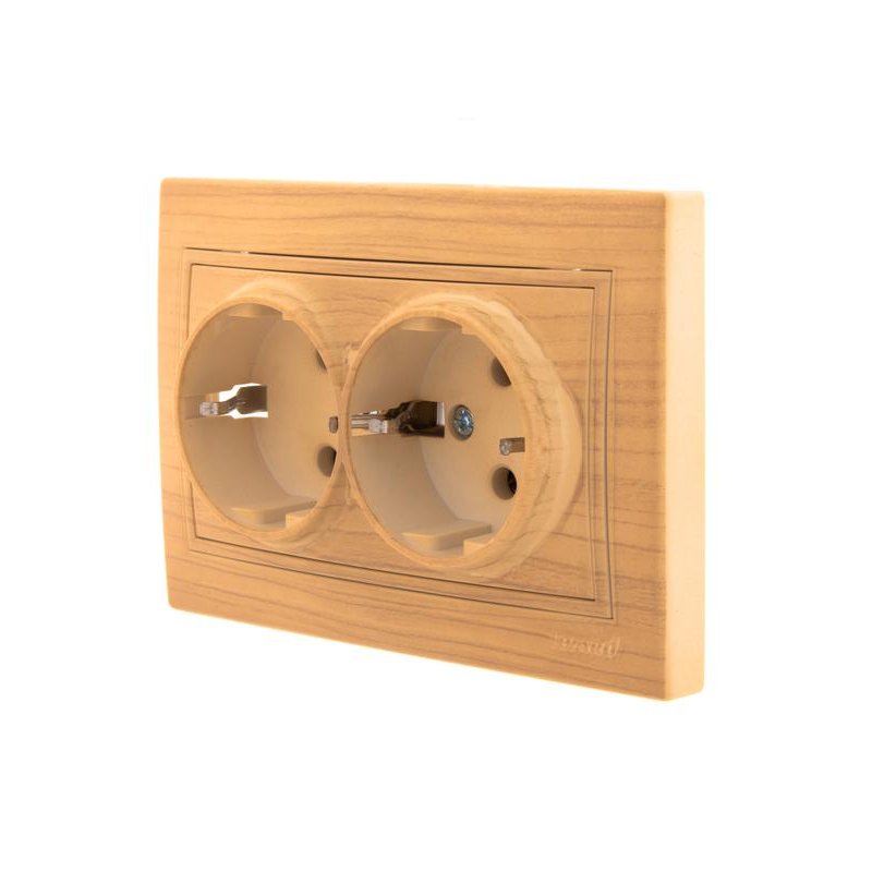 Розетка 2-м Мира с заземл. керам. ясень LEZARD 701-4747-127
