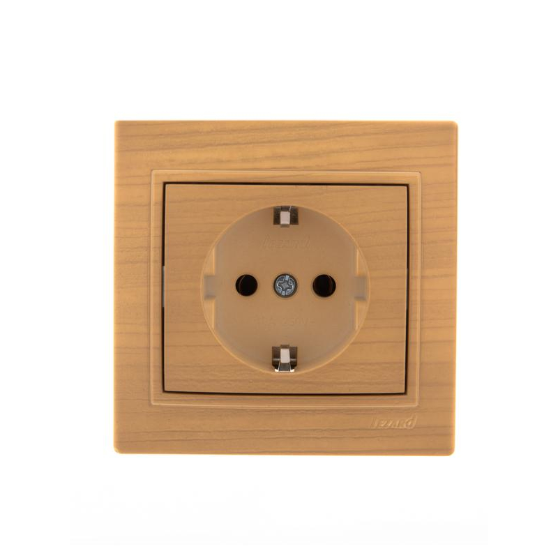 Розетка 1-м Мира с заземл. керамика ясень LEZARD 701-4747-122