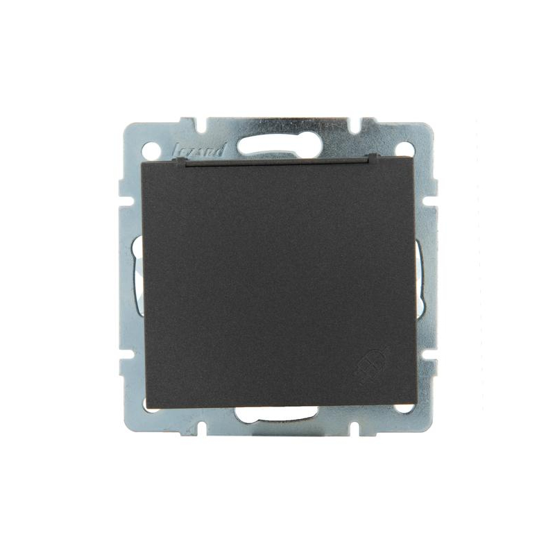 Механизм розетки 1-м Рейн с заземл. с крышкой керамика матов. черн. графит LEZARD 703-4188-123
