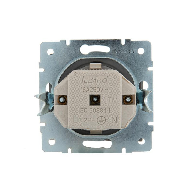 Механизм розетки 1-м Рейн с заземл. с крышкой керамика матов. черн. графит LEZARD 703-4188-123