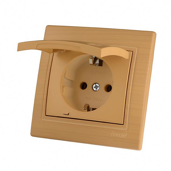 Розетка 1-м Мира с заземл. с крышкой керам. ясень LEZARD 701-4747-123