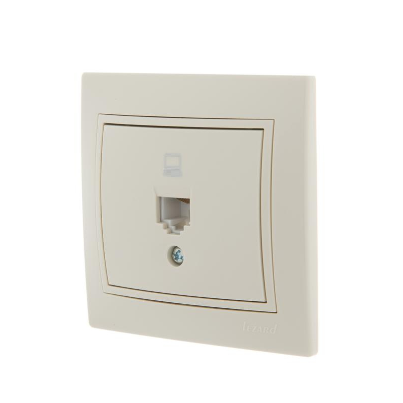 Розетка компьютерная 1-м СП Мира RJ45 крем/крем LEZARD 701-0303-139