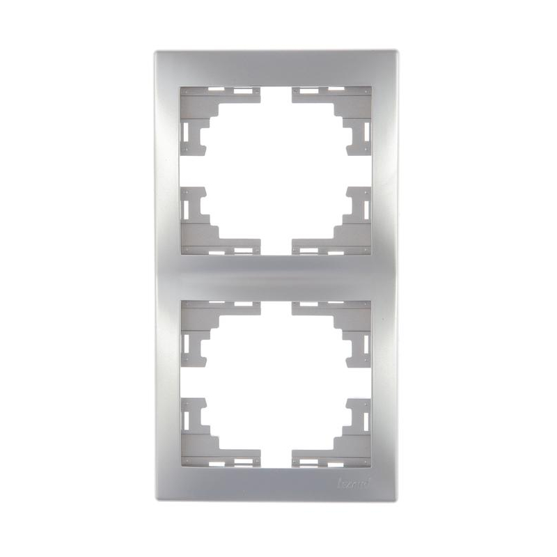 Рамка 2-м Мира верт. метал. сер. LEZARD 701-1000-152