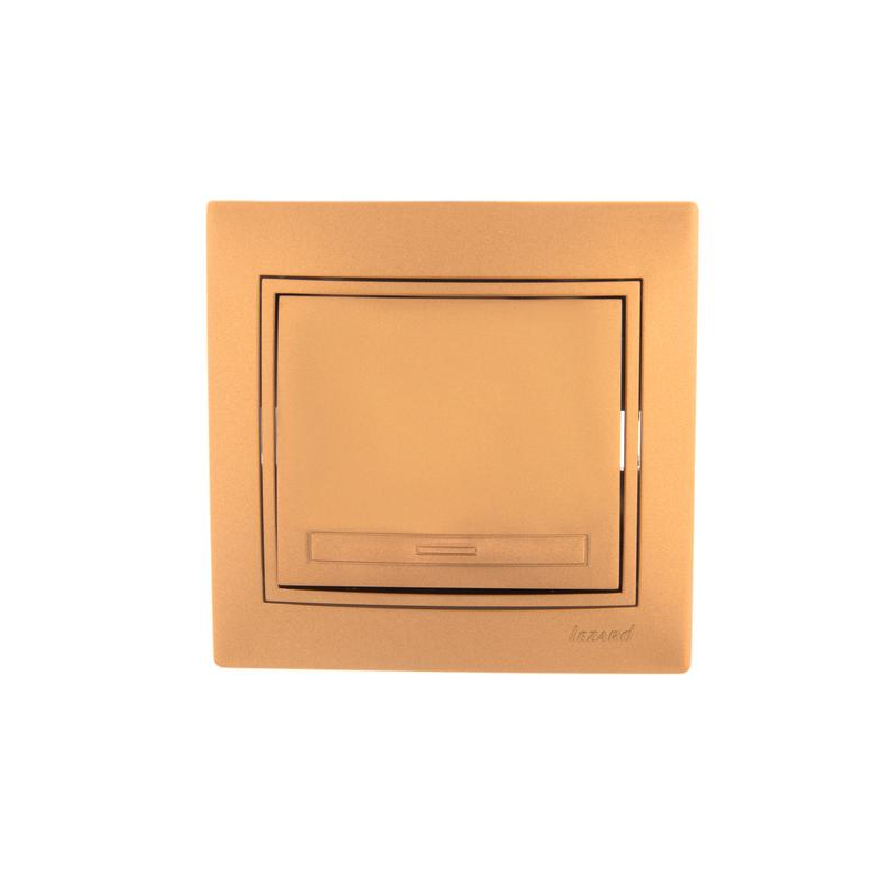 Выключатель 1-кл. СП Мира 10А IP20 со вставкой зол. метал. LEZARD 701-1313-100