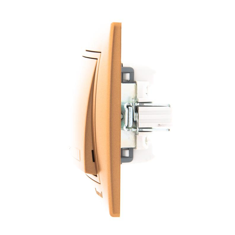 Выключатель 1-кл. СП Мира 10А IP20 со вставкой зол. метал. LEZARD 701-1313-100