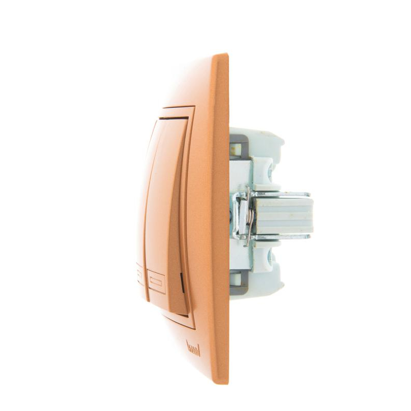 Выключатель 3-кл. СП Мира 10А IP20 со вставкой зол. метал. LEZARD 701-1313-109