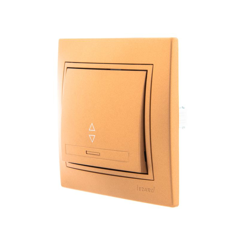 Выключатель проходной 1-кл. СП Мира 10А IP20 со вставкой зол. метал. LEZARD 701-1313-105