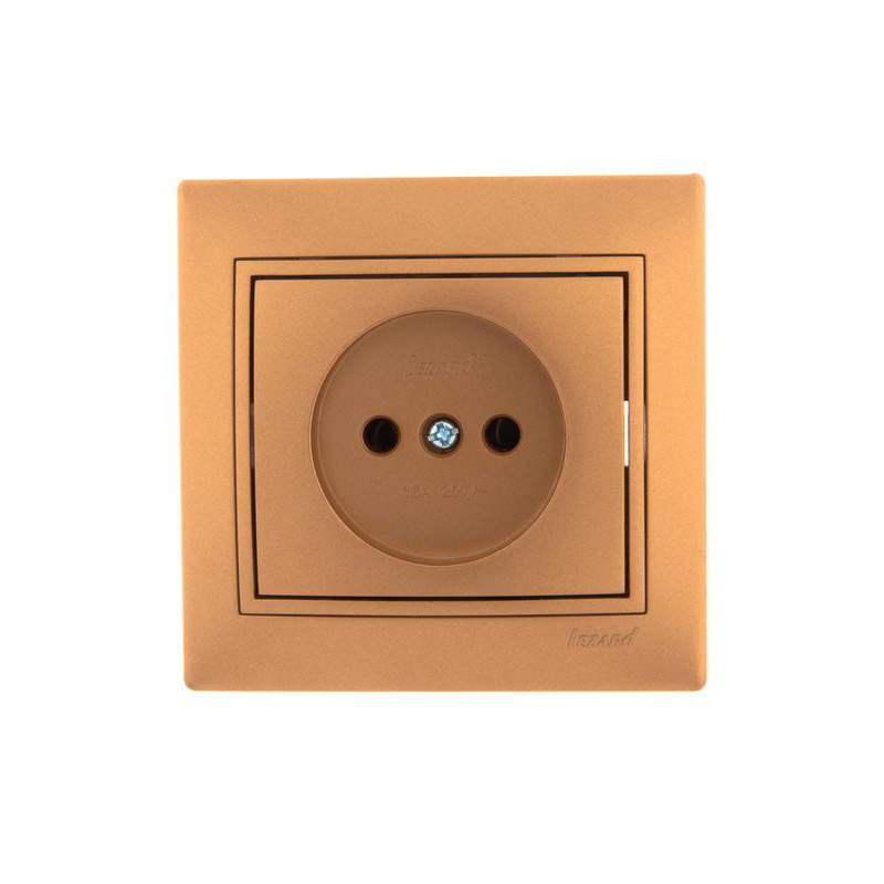 Розетка 1-м СП Мира 16А IP20 без заземл. со вставкой керамика зол. метал. LEZARD 701-1313-121