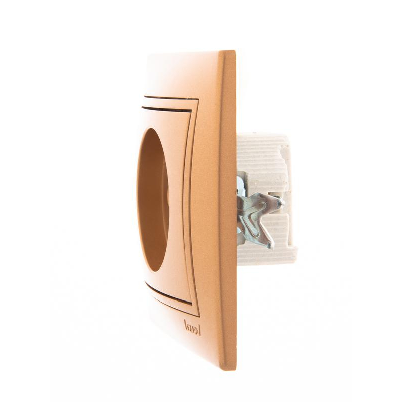 Розетка 1-м СП Мира 16А IP20 без заземл. со вставкой керамика зол. метал. LEZARD 701-1313-121