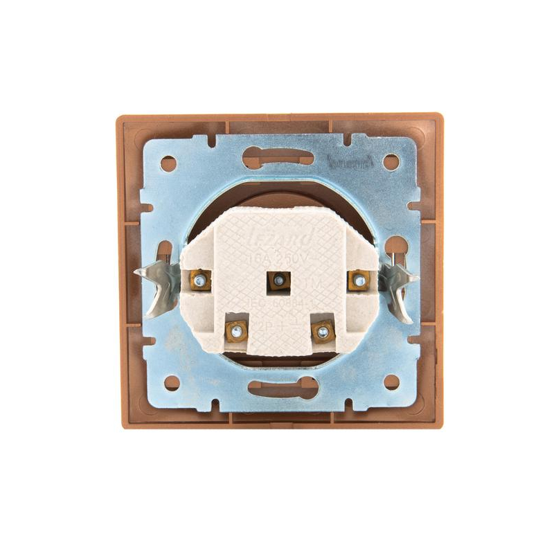 Розетка 1-м СП Мира 16А IP20 без заземл. со вставкой керамика зол. метал. LEZARD 701-1313-121