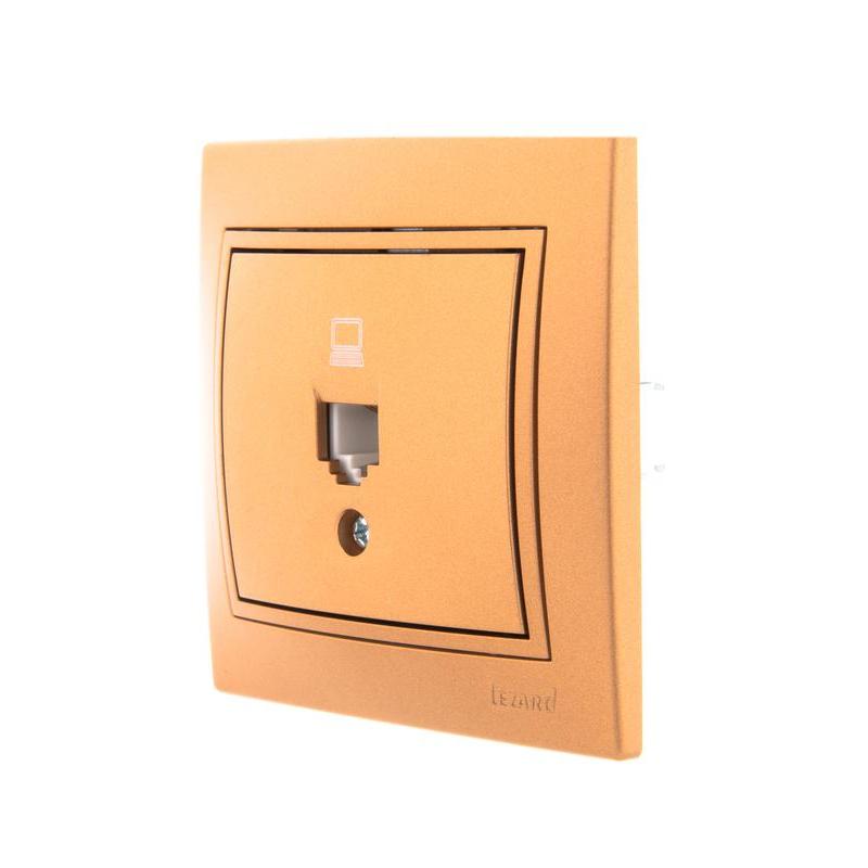 Розетка компьютерная 1-м СП Мира RJ45 метал. зол. LEZARD 701-1313-139