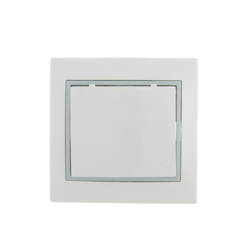 Розетка 1-м СП Мира 16А IP20 с заземл. с крышкой с сер. вставкой керамика бел. LEZARD 701-0215-123