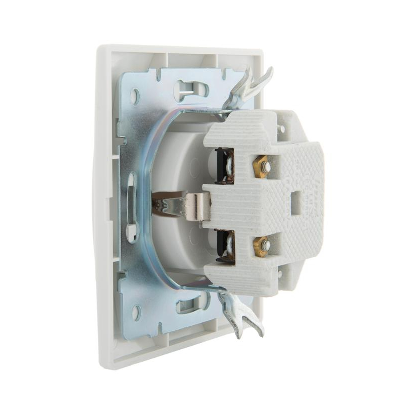 Розетка 1-м СП Мира 16А IP20 с заземл. с крышкой с сер. вставкой керамика бел. LEZARD 701-0215-123