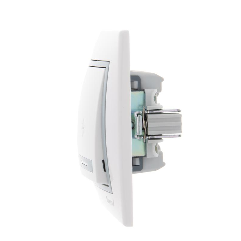 Выключатель проходной 2-кл. СП Мира 10А с сер. вставкой бел. LEZARD 701-0215-106