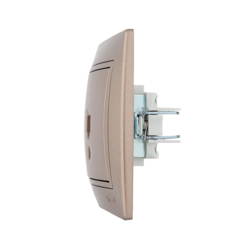 Розетка компьютерная RJ45 1-м СП Мира 16А IP20 со вставкой свет. корич. перламутр. LEZARD 701-3131-139