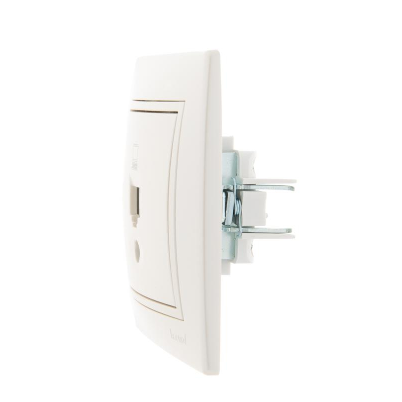 Розетка компьютерная RJ45 1-м СП Мира 16А IP20 со вставкой жемчуж./бел. перламутр. LEZARD 701-3030-139