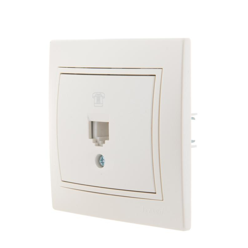 Розетка телефонная RJ11 1-м СП Мира 16А IP20 евро стандарт со вставкой жемчуж./бел. перламутр. LEZARD 701-3030-137