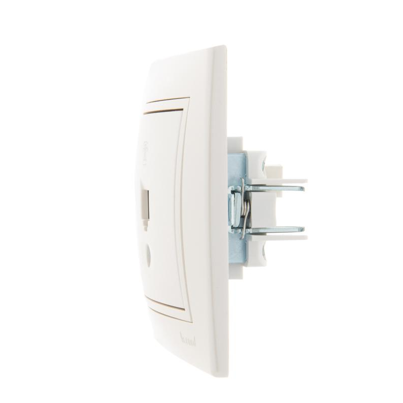 Розетка телефонная RJ11 1-м СП Мира 16А IP20 евро стандарт со вставкой жемчуж./бел. перламутр. LEZARD 701-3030-137