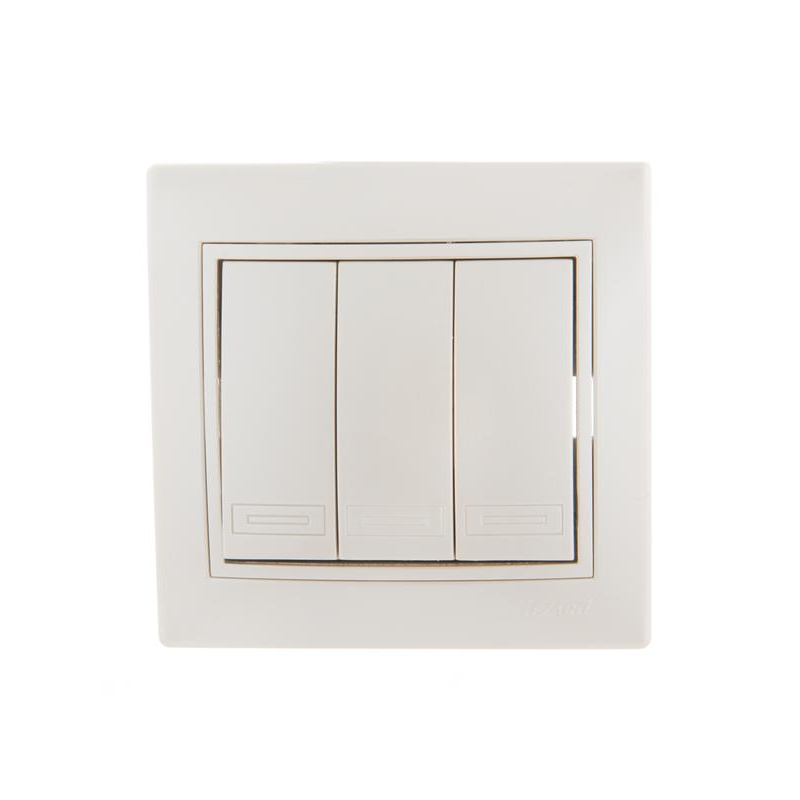 Выключатель 3-кл. СП Мира 10А со вставкой жемчуж./бел. перламутр. LEZARD 701-3030-109